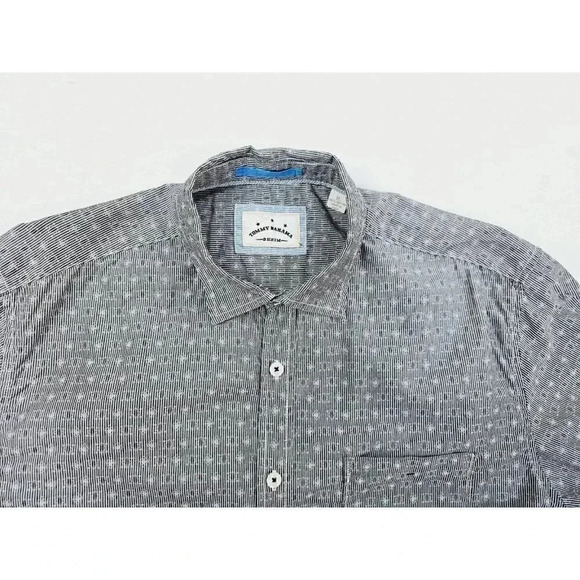 Tommy Bahama Denim Size XL Men's Gray White Stripe Pattern Logo Tag Cotton Shirt - Picture 1 of 12